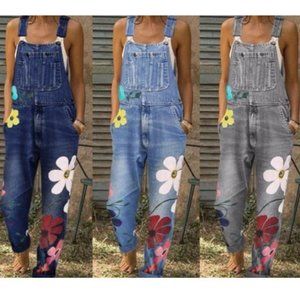 Misslook Fashion Washed Denim Long Jeans Overalls